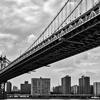 Buy canvas prints of Manhattan Bridge NYC Skyline by Susan Candelario