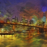Buy canvas prints of Brooklyn Bridge Impressionism by Susan Candelario
