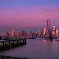 Buy canvas prints of The sunsets at One World Trade Center by Susan Candelario