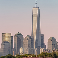 Buy canvas prints of One World Trade Center And Ellis Island by Susan Candelario