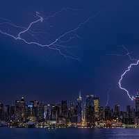 Buy canvas prints of High Voltage in the  New York City Skyline by Susan Candelario