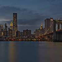 Buy canvas prints of One World Trade Center And The Brooklyn Bridge by Susan Candelario