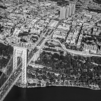 Buy canvas prints of George Washington Bridge Upper Manhattan BW by Susan Candelario