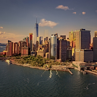 Buy canvas prints of Lower Manhattan Aerial View by Susan Candelario