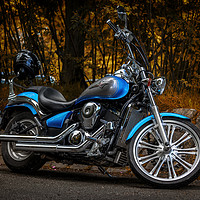 Buy canvas prints of Blue Victory Motorcycle by Jonathan Thirkell