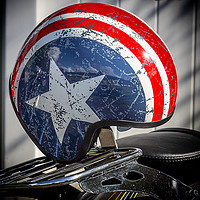 Buy canvas prints of US Motorcycle helmet by Jonathan Thirkell