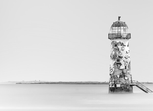 Talacre Lighthouse Port Of Ayr monochrome Picture Board by Jonathan Thirkell