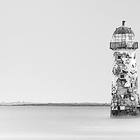 Buy canvas prints of Talacre Lighthouse Port Of Ayr monochrome by Jonathan Thirkell