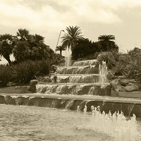 Buy canvas prints of  Fountain of Dreams (Sepia) by Rebecca Giles