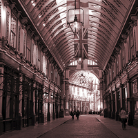 Buy canvas prints of  Leadenhall Market by Rebecca Giles