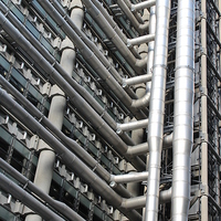 Buy canvas prints of  The Lloyd's Building, London by Rebecca Giles