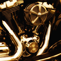 Buy canvas prints of Motorcycle Gold Engine by Jay Lethbridge
