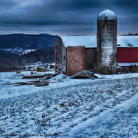 Buy canvas prints of Old Barn On Snow Covered Hill by peter campbell