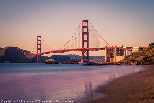 Golden Gate Sunset Picture Board by Phil Emmerson