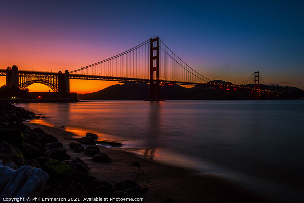 San Francisco nightfall Picture Board by Phil Emmerson