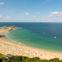 Buy canvas prints of Aerial photo of Carbis bay in the stunning St Ives by Jonny Essex