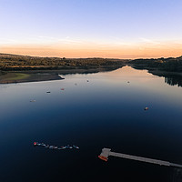 Buy canvas prints of Aerial view of Tittesworth water, Reservoir sunset by Jonny Essex