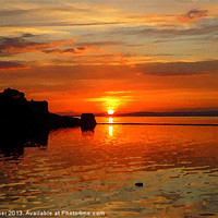 Buy canvas prints of Clevedon Sunset over Marine lake by Paula Palmer canvas