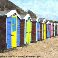Buy canvas prints of Croyde beach huts in winter 1 by Paula Palmer canvas