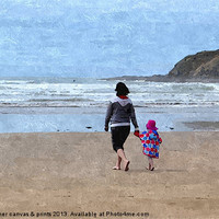 Buy canvas prints of Croyde Beach  Devon for a mum and child by Paula Palmer canvas