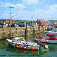 Buy canvas prints of Reflections at West Bay harbour by Paula Palmer canvas