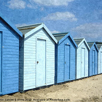 Buy canvas prints of Charmouth beach huts by Paula Palmer canvas