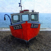 Buy canvas prints of Beached boat at Branscombe by Paula Palmer canvas