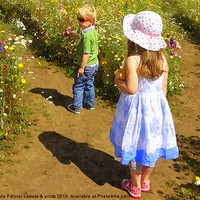 Buy canvas prints of Children in the wildflower meadow by Paula Palmer canvas