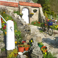 Buy canvas prints of Garden view in Branscombe 2 by Paula Palmer canvas