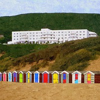 Buy canvas prints of Beach huts at Saunton 2 by Paula Palmer canvas