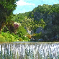 Buy canvas prints of Waterfall view to Cheddar gorge by Paula Palmer canvas