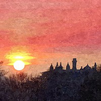 Buy canvas prints of Clevedon Hall Estate sunset by Paula Palmer canvas