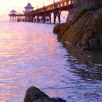 Buy canvas prints of Evening view over Clevedon pier by Paula Palmer canvas