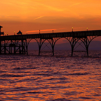 Buy canvas prints of A June sunset at Clevedon Pier by Paula Palmer canvas