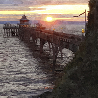 Buy canvas prints of  Artistic version of Clevedon pier in July 2014 by Paula Palmer canvas