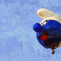 Buy canvas prints of  Smurf hot air balloon by Paula Palmer canvas