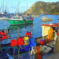 Buy canvas prints of  fishing boat in Ilfracombe harbour,Devon by Paula Palmer canvas