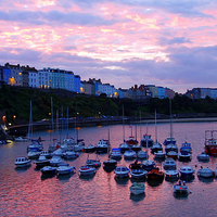 Buy canvas prints of  Sunset over Tenby harbour by Paula Palmer canvas