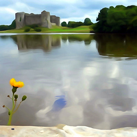 Buy canvas prints of  Castle Carew Reflections in the River Carew by Paula Palmer canvas