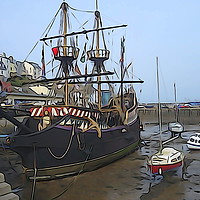 Buy canvas prints of  Golden Hind Ship. Brixham Devon by Paula Palmer canvas