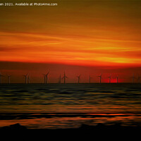 Buy canvas prints of Windmills at sunset (Digital Art) by John Wain