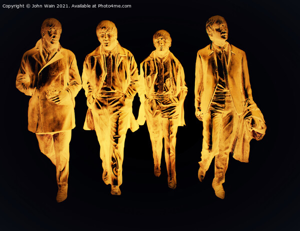 In Amber Light - The Beatles Statues (Digital Art) Picture Board by John Wain