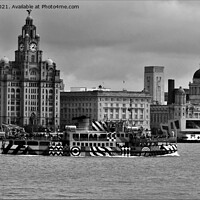 Buy canvas prints of Liverpool Waterfront Skyline Mono by John Wain