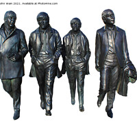Buy canvas prints of Pier head Beatles Statues (Digital Art) by John Wain