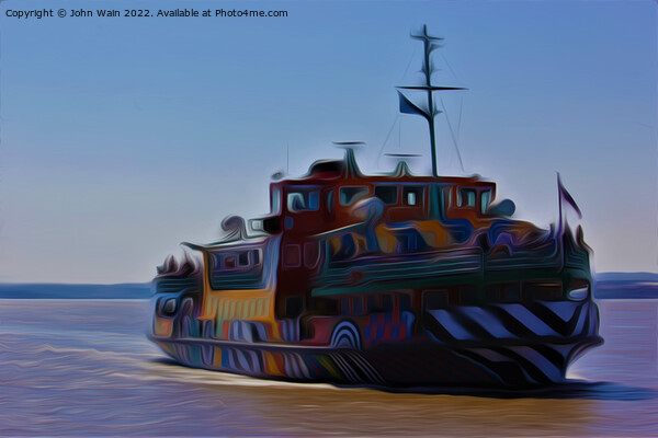 Mersey Ferry (Original Digital Art Painting) Picture Board by John Wain
