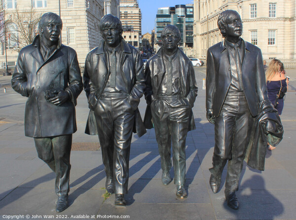 Pier head Beatles Statues Liverpool Picture Board by John Wain