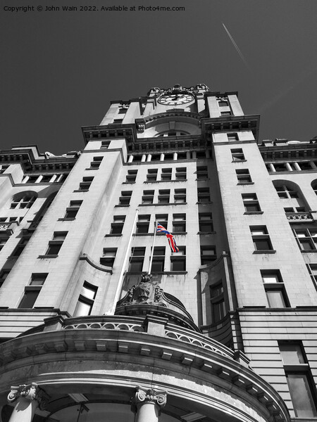 The Royal Liver Building (Mono) Picture Board by John Wain