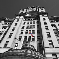 Buy canvas prints of The Royal Liver Building (Mono) by John Wain