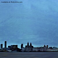 Buy canvas prints of Liverpool Waterfront Skyline (Digital Art Painting by John Wain