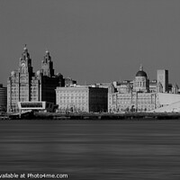 Buy canvas prints of Liverpool Waterfront Skyline (Black and White) by John Wain